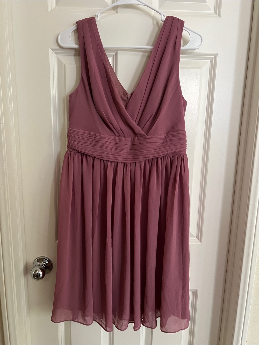 Ever Pretty Mauve V-Neck Pleated Waist Midi Dress